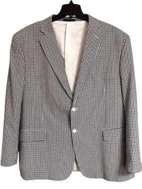 VINCI Gingham Plaid Sport Coat Jacket Blazer Mens Sz 5XL 100% Cotton Fully Lined